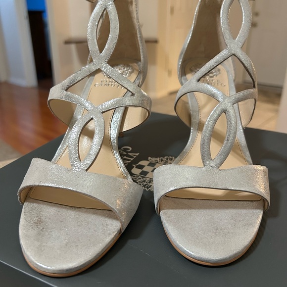 Vince Camuto Metallic Silver Strappy Heels - Picture 3 of 6